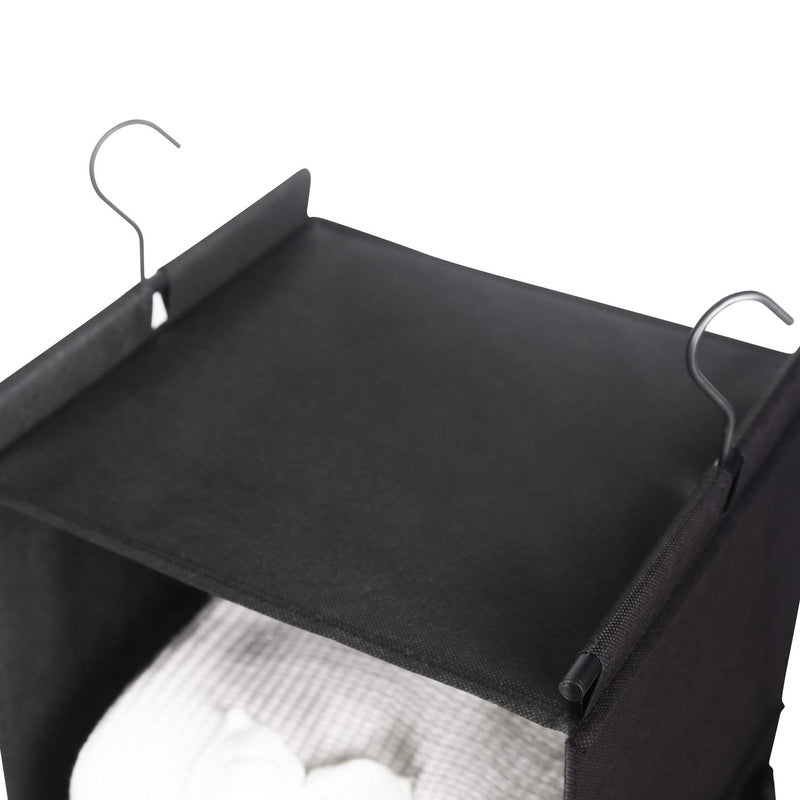 MAX Houser 4-Shelf Hanging Closet Organizer, Space Saver, Cloth Hanging Shelves with 2 Side Pockets, Foldable (Black) - Image 5